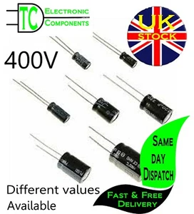 Electrolytic Radial Capacitors Aluminium 400V Polarised 105C 1uf to 220uF - Picture 1 of 4