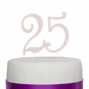 25 topper de pastel de oro rosa 25 aniversario (oro rosa) - Imagen 1 de 5