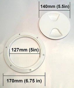 Weißes Boot rundes DECK Inspektion LUKENPLATTE ABS Kunststoff BARTON UK 4 Zoll 6 Zoll 5 Zoll - Bild 1 von 5