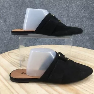 Qupid Mules Womens 8 Slip On Black Suede Casual Pointed Toe Comfort Flats - Picture 1 of 18