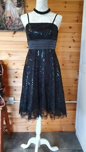 COTTON CLUB - BLACK WITH SEQUINS DRESS - PARTY, COCKTAIL - SIZE 10 - Picture 1 of 10