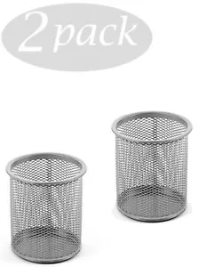 Ybm Home Tazza Penna Rotonda da Scrivania in Rete in Acciaio Argento 3 pollici x 3 pollici x 5 pollici Confezione H 2 - Foto 1 di 1