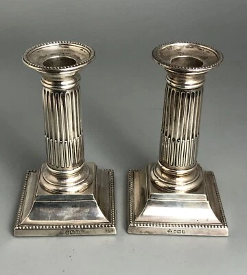 Candelabros eduardianos de plata Martin Hall Sheffield 1904 BBZX Foto 1 de 4