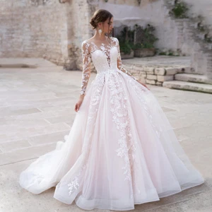 Elegant Wedding Dresses Women Train Appliques Bridal Gowns Vestidos De Novia - Picture 1 of 12