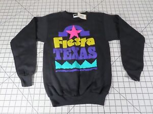 Vintage Fiesta Texas San Antonio Black Sweatshirt Kids S(8) 90s Single-Stitch