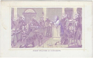 Primera oración del Congreso Americano - Tarjeta victoriana impresa en púrpura de pintura - Imagen 1 de 1