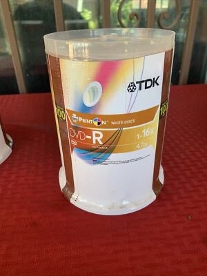 TDK DVD-R 1-16x Print On White Disques Discs 100 Pack Spindle 4.7GB 1-16X NEW - Image 1 of 4