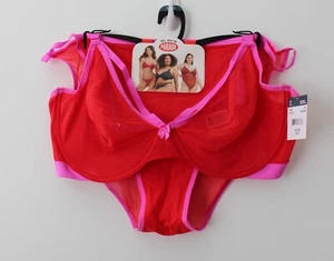 Parade womens Mesh Underwire Bra and Cheeky Set Red Size XXXL NWT - Picture 1 of 5