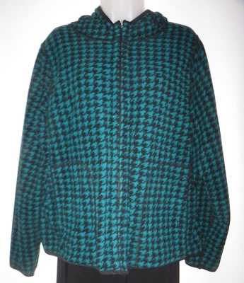 Studio Works L reversible black / black check long sleeve full zip fleece hoodie - Image 1 of 4