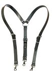 Leather Suspender 3 way buckle Adjustable Ring & Trigger Clasp Cowhide Leather