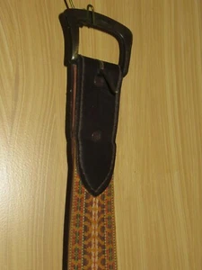 MOD BELT Leather Hippie Brass Buckle Mosaic Indian Hippy 28" 30" 32" Men Women - Picture 1 of 10