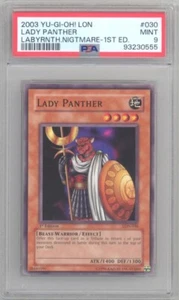 PSA 9 - Tarjeta Yu-Gi-Oh - LON-030 - LADY PANTHER (común) *1ª Edición* - COMO NUEVA - Imagen 1 de 2