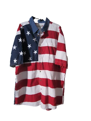 ROPER MEN'S SHORT SLEEVE AMERICAN FLAG SHIRT RED WHITE BLUE 2XL XXL VGUC - Image 1 of 4