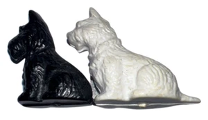 Plastic Black and White Scottie Puppy Dog Pinback Hat Lapel Pin - Picture 1 of 2