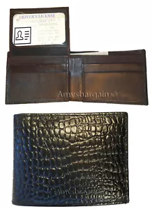 Lote de 2 Nuevas Cartera Hombre Piel de Cocodrilo Estampada Cuero Doble Plegable 6 Tarjetas Identificación Nuevo con Etiquetas - Imagen 1 de 12