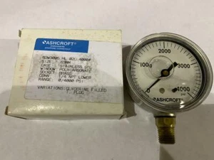 ASHCROFT PRESSURE GAUGE  # 63W3005HL  2-1/2" 0-4000PSI  GLYCERINE FILLED  1/4NPT - Picture 1 of 6