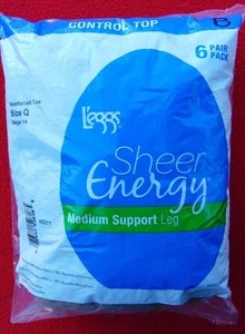 LEGGS SHEER ENERGY STRUMPFHOSEN ~ 6ER PACK ~ GRÖSSE Q ~ MED. SUPPORT ~ BEIGE ~BRANDNEU~B - Bild 1 von 4