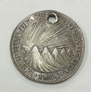 Central American Republic - 1834 (Rare Date) Silver 8 Reales - Picture 1 of 8