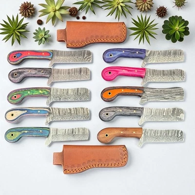 Facas de corte Cowboy Bull | Lote de 10 | Aço Damasco | Madeira Premium | D972 - Imagem 1 de 4