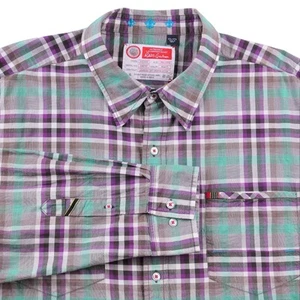 Robert Graham Freshly Laundered Green Purple Plaid Check Button Up Shirt 3XL - Picture 1 of 9