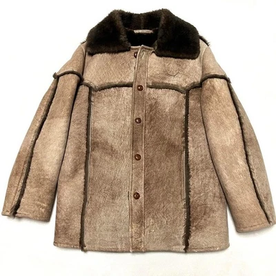 Jaqueta de couro vintage NAPA CALIFORNIA 70s Shearling Coat marrom GG - Imagem 1 de 4