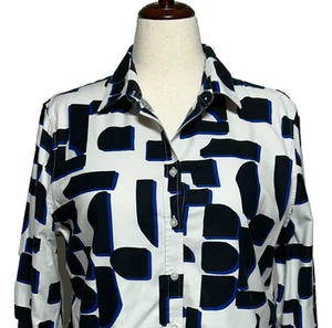 Top Chicos Mujer Grande 14 2.5 Blanco Azul Negro Estampado Bloque Sin Hierro Elegante Elástico - Imagen 1 de 11