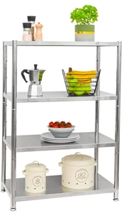 Scaffale in acciaio inox fino a 160 kg - 4 livelli scaffalatura per carichi pesanti 74x41x109 scaffale in metallo cucina - Foto 1 di 10