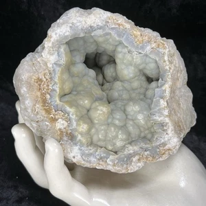 4-3/4” Geode Blue Botryoidal Chalcedony Agate Crystal Quartz Rough Specimen - Picture 1 of 8