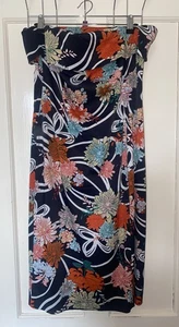 Karen Millen Vintage size 14 Black Floral Strapless Satin Bodycon Dress - Picture 1 of 4