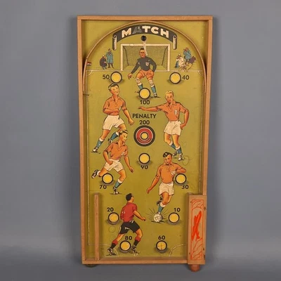 Antik Flipper Holz Bagatelle Thema Fußball Match Spiel Original Early 900 - Bild 1 von 4