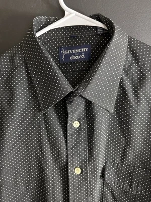 Vintage Givenchy for Chesa Shirt XL Black White Polka Dot Dress Y2K Minimalist - Image 1 of 4