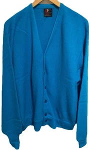 Vintage ARNOLD PALMER by Robert Bruce Cardigan Light Blue Sweater Sz XL USA Made - Picture 1 of 10