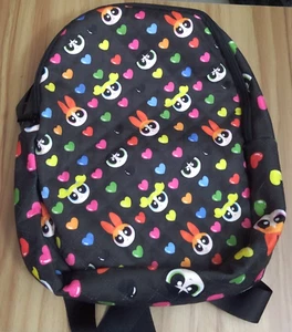 Powerpuff Mädchen Rucksack schwarz Herz Reißverschluss mit Riemen NEU - Bild 1 von 3