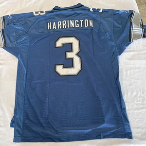 Detroit Lions Joey Harrington Reebok On Field NFL Equipment Sz L Blue Jersey - Picture 1 of 13