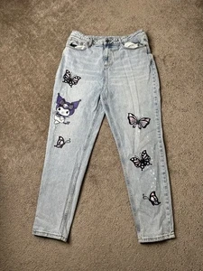 Women’s Jeans Kuromi by Sanrio Light Wash Butterfly Graphic Y2K Kawaii, Size 15 - Picture 1 of 9