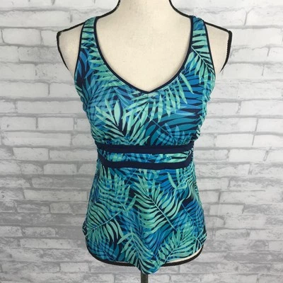 Lands End Floral Tropical Tankini Swim Top Size 6 CrissCross Straps Colorful - Image 1 of 4