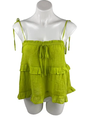 Timing Mujer Grande Volantes Top Espagueti Corbata Correa Verde Informal Foto 1 de 4