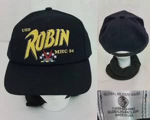 USS Robin MHC-54 Snap-Back Hat Navy Blue Embroidered #J3975 - Picture 1 of 10