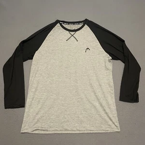 Head Shirt Uomo Grande Grigio Girocollo Pullover Manica Lunga Activewear Tee Adulto - Foto 1 di 6