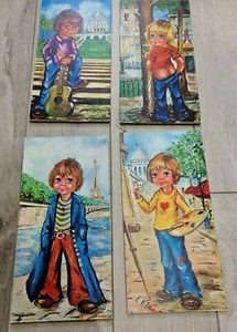 SET 4 Retro Sad Big Eyes Niños Impresiones a bordo Hippy Por ZOE Años 60 Kitsch Cheeky - Imagen 1 de 11