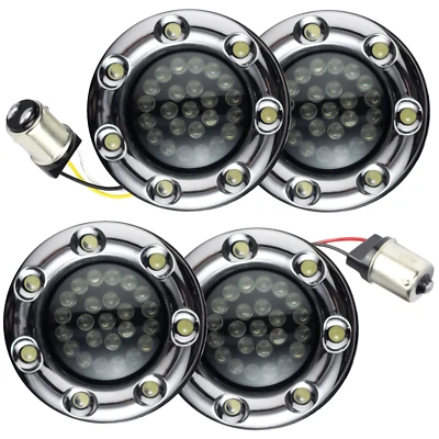 Eagle Lights 2" Harley LED kit de seta traseira 1156 equalizador de anel de acabamento cromado - Imagem 1 de 4