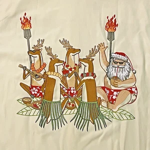 NEW Tori Richard Christmas Shirt Santa Reindeer Luau Silk Lyocell OffWhite Small - Picture 1 of 6