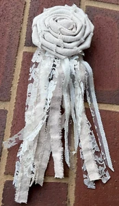 French Country Linen and Lace Roses Shabby Chic Handmade Home Wedding Decor - Picture 1 of 7