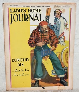 164c. JAN 1932 LADIES HOME JOURNAL, LICENSE PLATE, SKIERS, PLYMOUTH & BUICK ADS - Picture 1 of 3