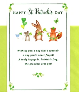 Happy St. Patrick's Day Luck Friends Forest Animals Hallmark Greeting Card - Picture 1 of 3