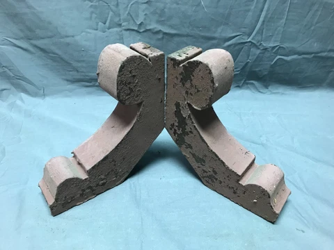 Pair Small Shabby Brown Wood Chic Gingerbread Porch Brackets VTG Corbels 983-22B Cover