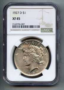 1927 D Peace Silver Dollar NGC XF 45 - Picture 1 of 4
