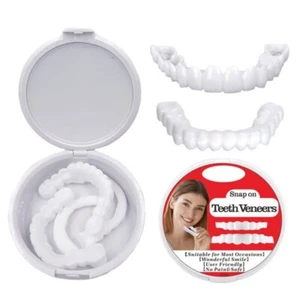 Snap On Bottom /Upper Lower False Teeth Dental Veneers Dentures Fake Tooth Smile - Picture 1 of 11