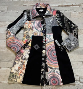 ADORE Mixed Media Wearable Art Jacket Coat Women MEDIUM Boho Patchwork Festival - Picture 1 of 15
