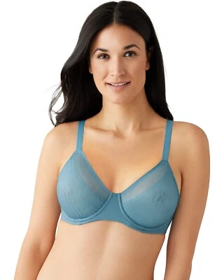 WACOAL 36C #855336 ELEVADO ENCANTO FIGURA COMPLETA SUJETADOR CON AROS, AZUL, NUEVO CON ETIQUETAS $72 Foto 1 de 4